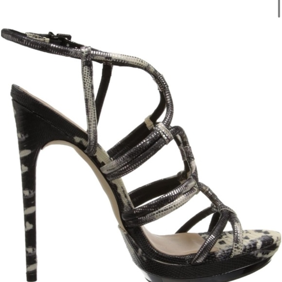 BCBG FARROW Black Spotted Lizard Stilettos - Picture 4 of 15